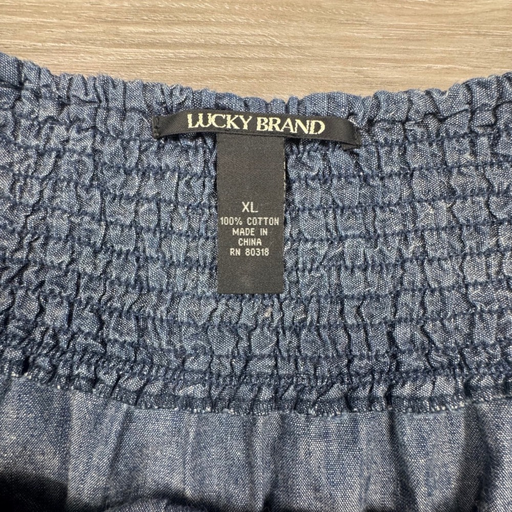 Lucky Brand Womens Denim Mini Skirt Blue Smocked Waist Cotton XL 7W40340 - Picture 5 of 8
